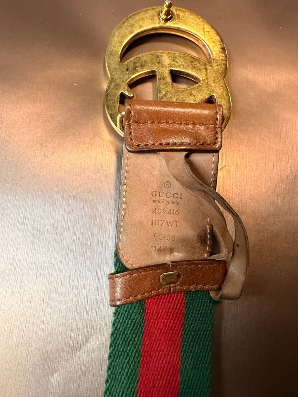 Men's GUCCI croc Horsebit loafer sz11/US12, GG web belt and cable knit socks - Picture 8 of 12